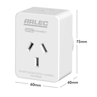 Arlec white smart plug socket with energy meter, single pack Grid Connect power adaptor