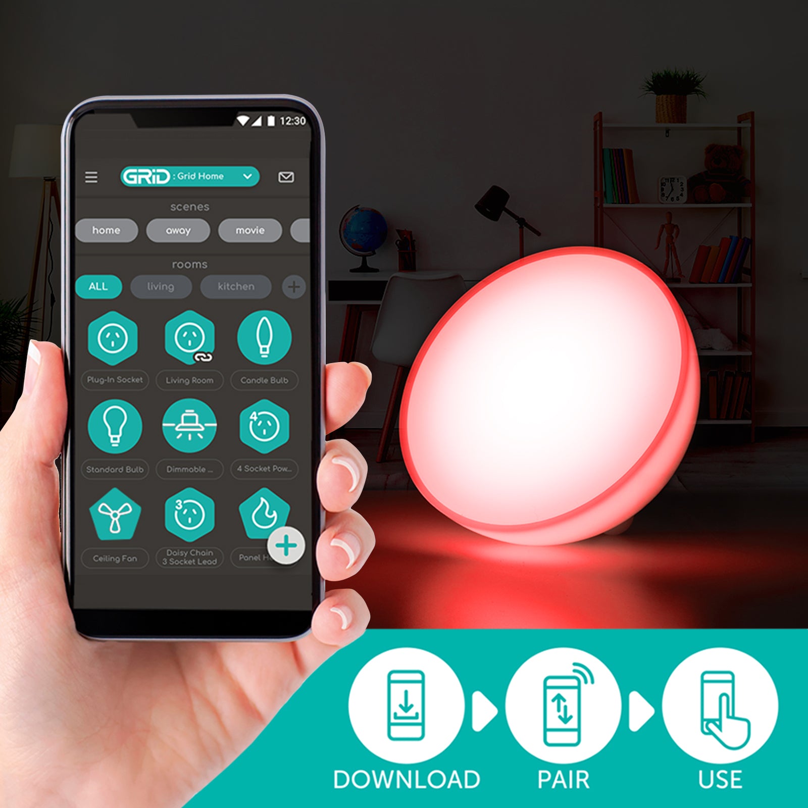 Arlec Grid Connect Smart Portable Hemisphere Lamp RGB CCT – Colour Changing