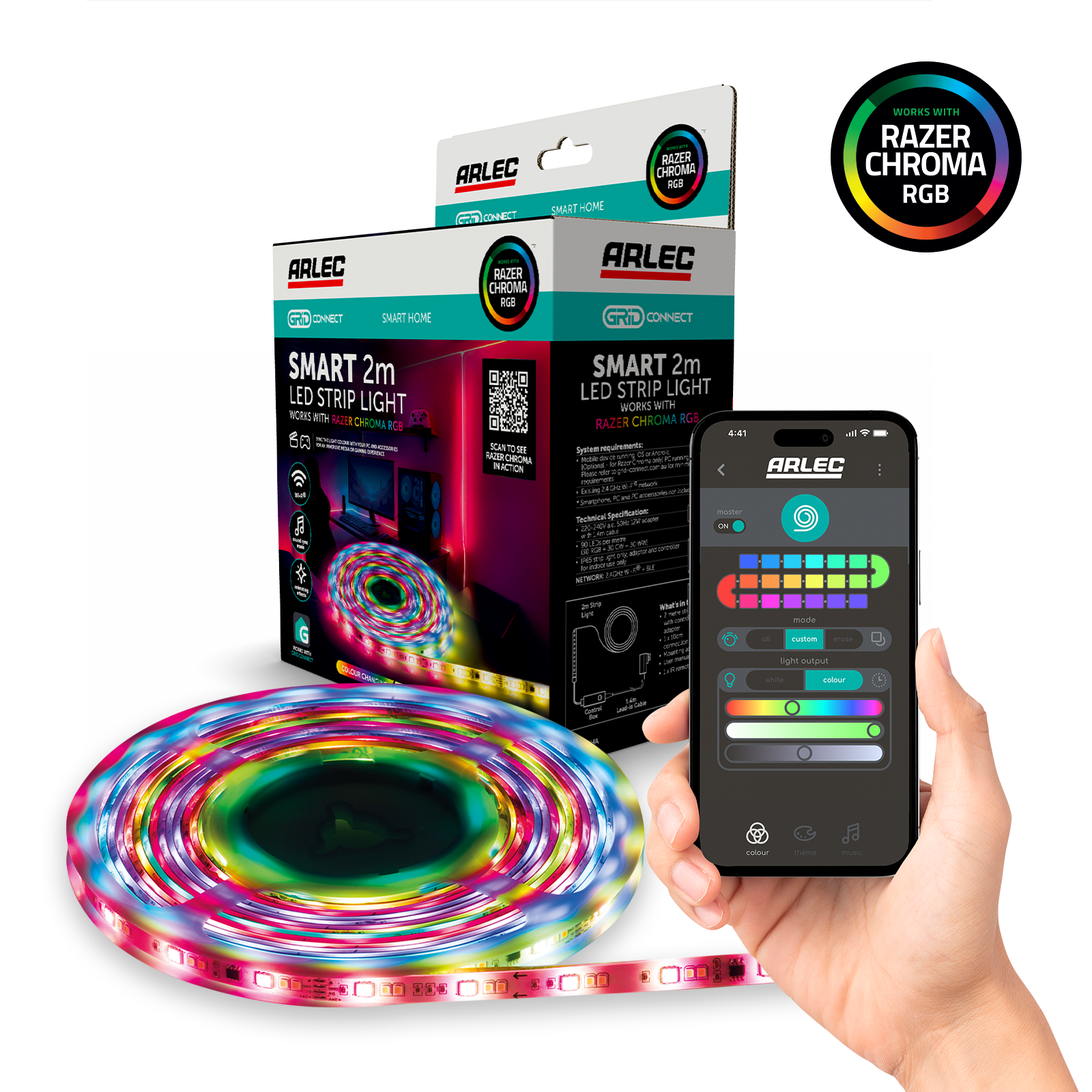 Arlec Grid Connect Smart 2m RGB Strip Light with Razer Chroma