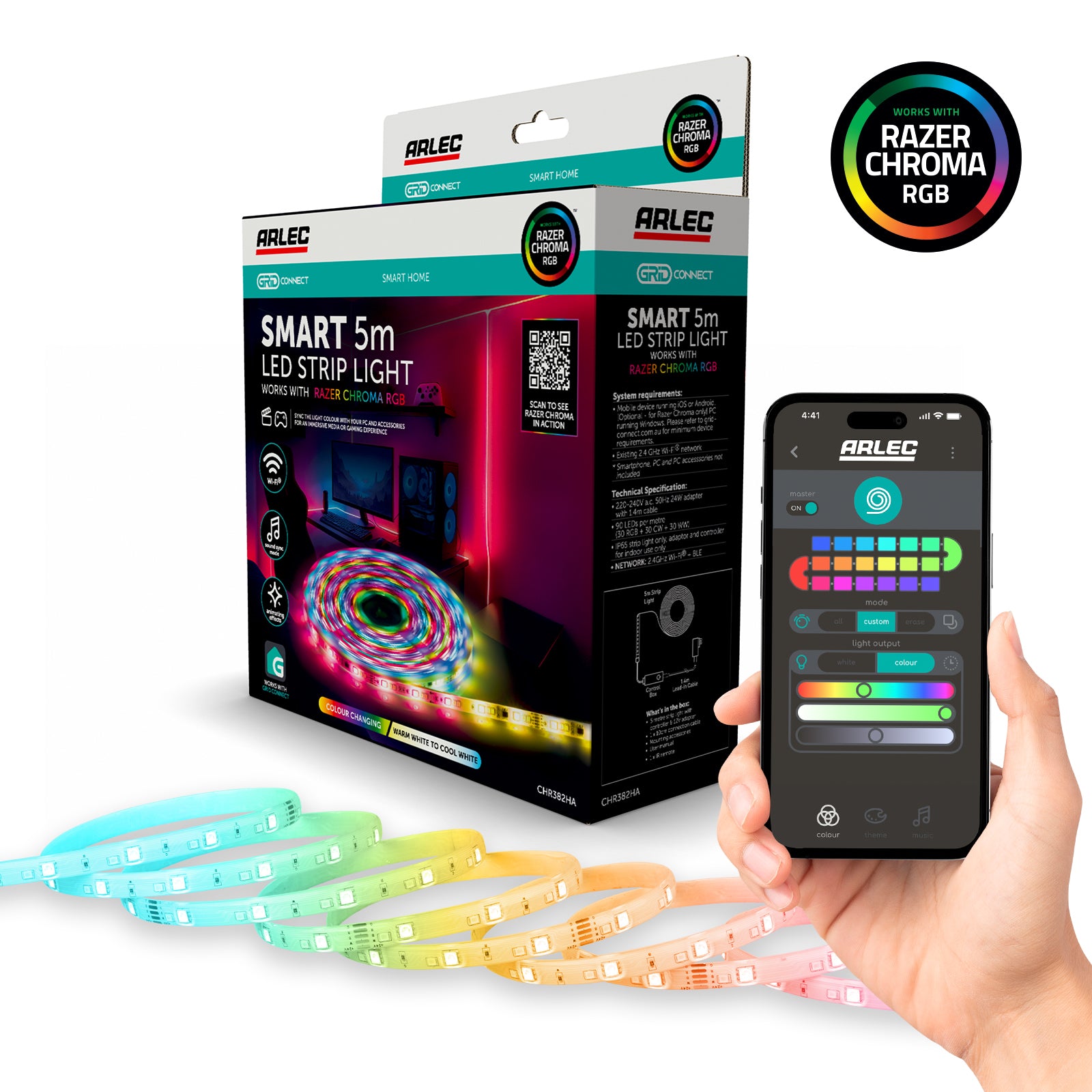 Arlec Grid Connect Smart 2m RGB Strip Light with Razer Chroma