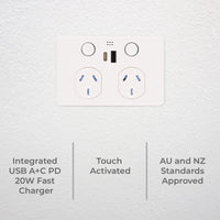 Deta Grid Connect Smart Double Power Point with USB-A & USB-C PD20W Fast Charging