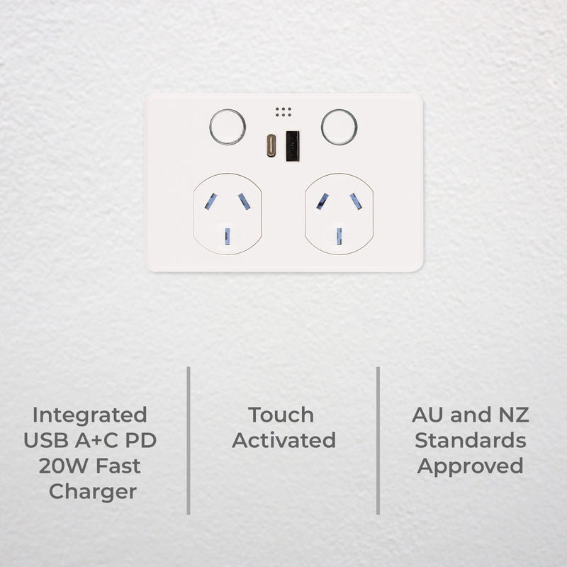 Deta Grid Connect Smart Double Power Point with USB-A & USB-C PD20W Fast Charging