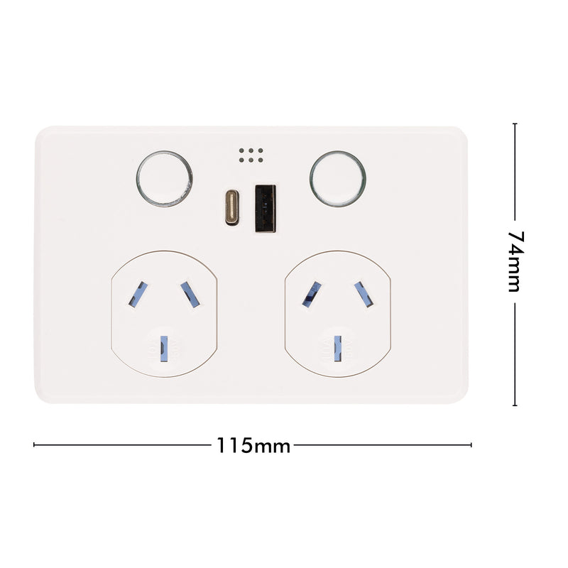 Deta Grid Connect Smart Double Power Point with USB-A & USB-C PD20W Fast Charging
