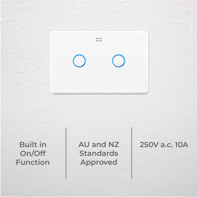 DETA Gloss White Grid Connect Smart Double Gang Touch Light Switch