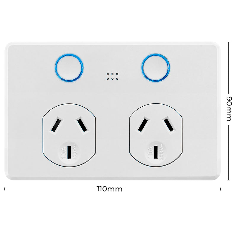 DETA White Gloss Grid Connect Smart Double Touch Power Point Wi-Fi power socket