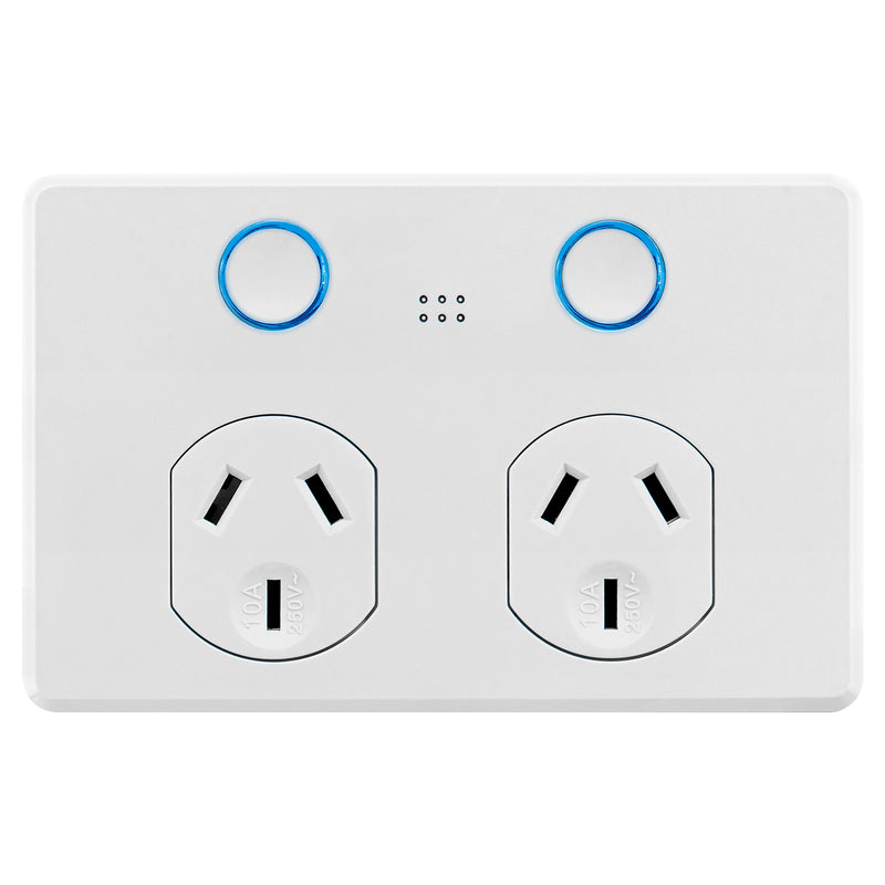 DETA White Gloss Grid Connect Smart Double Touch Power Point Wi-Fi power socket