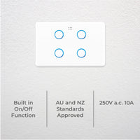 DETA Gloss White Grid Connect Smart Quad Gang Touch Light Switch