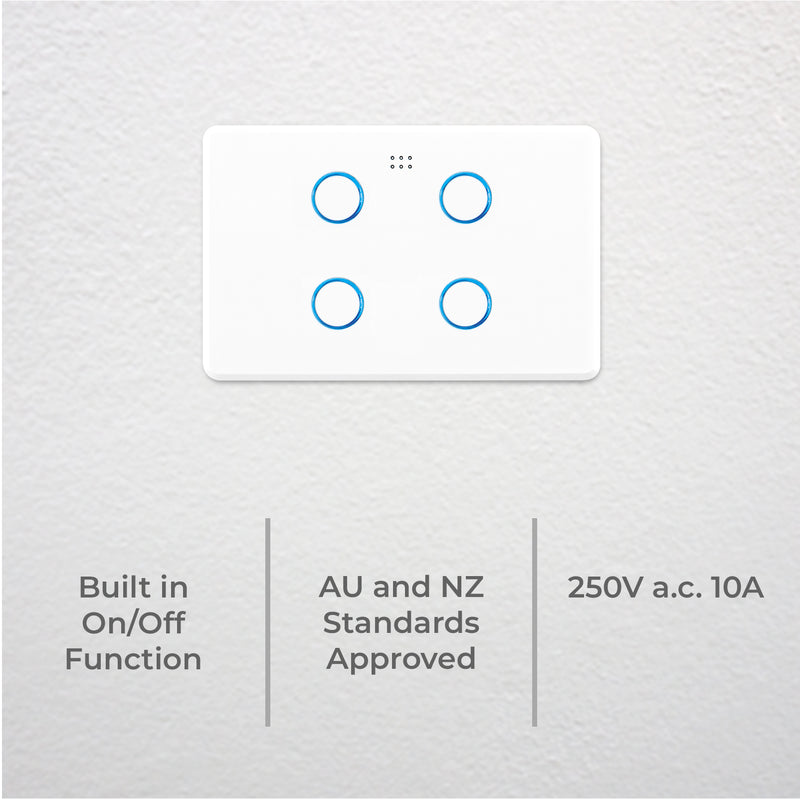 DETA Gloss White Grid Connect Smart Quad Gang Touch Light Switch