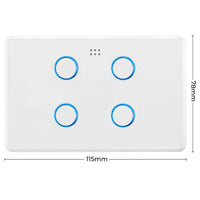 DETA White Gloss Grid Connect Smart Quad Gang Touch Light Switch smart home control