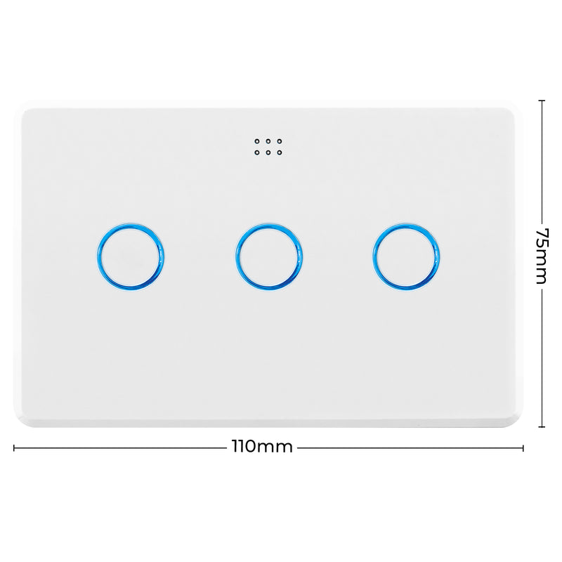 DETA White Gloss Grid Connect Smart Triple Gang Touch Light Switch Wi-Fi control