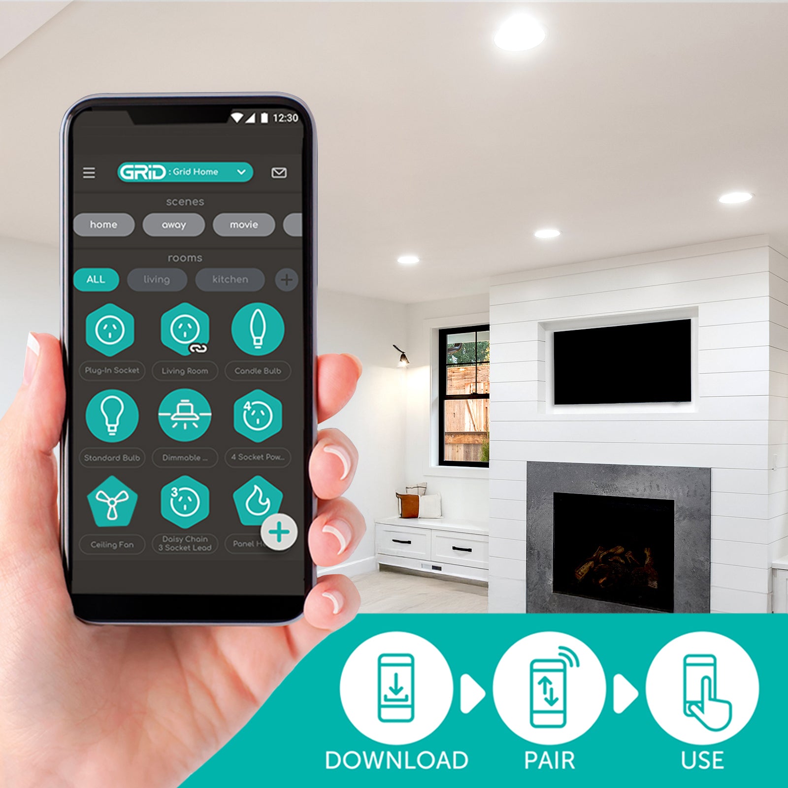 DETA 7W RGB+CCT Smart LED Downlight Wi-Fi colour ceiling lighting Smart with Grid Connect