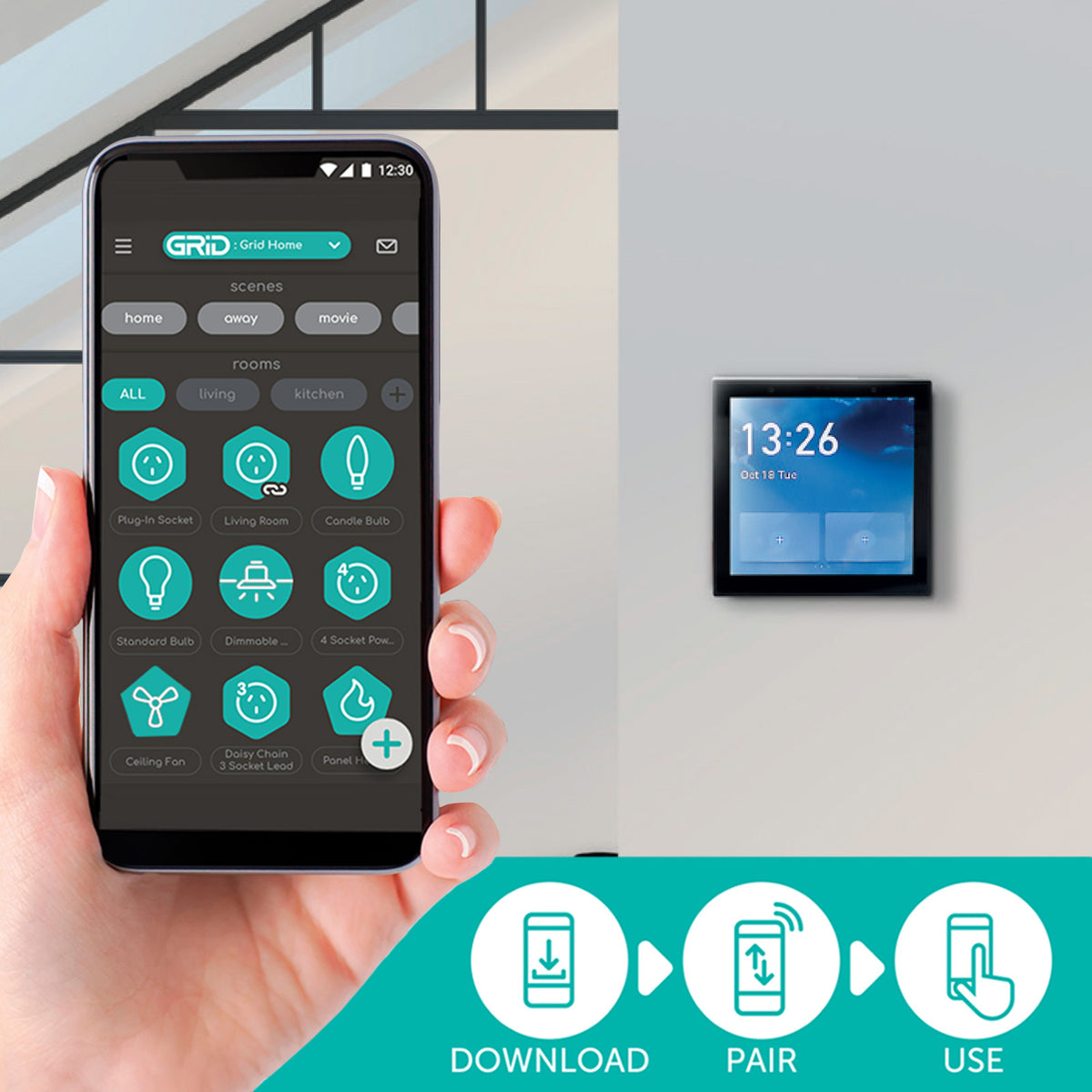 DETA Grid Connect Smart Control Panel 2 Gang