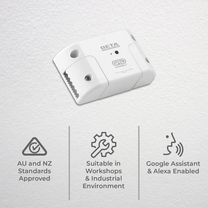 DETA Grid Connect Smart Inline Switch – Wi-Fi smart switch, Grid Connect app, voice control, Google Assistant, Alexa, Bunnings