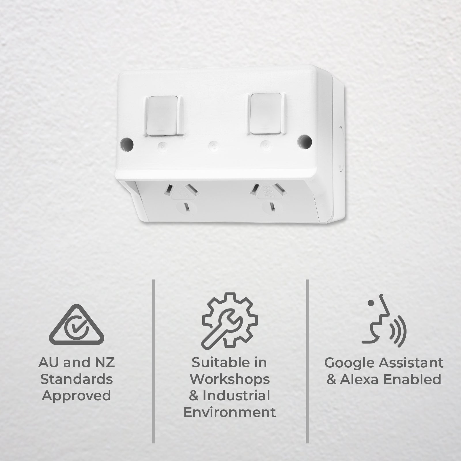 DETA Grid Connect Smart Outdoor Double Powerpoint weatherproof Wi-Fi controlled outlet