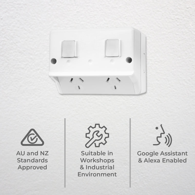 DETA Grid Connect Smart Outdoor Double Powerpoint weatherproof Wi-Fi controlled outlet