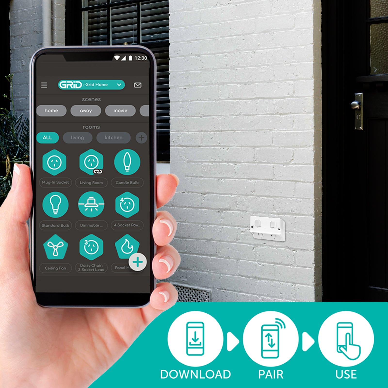 DETA Grid Connect Smart Outdoor Double Powerpoint weatherproof Wi-Fi controlled outlet