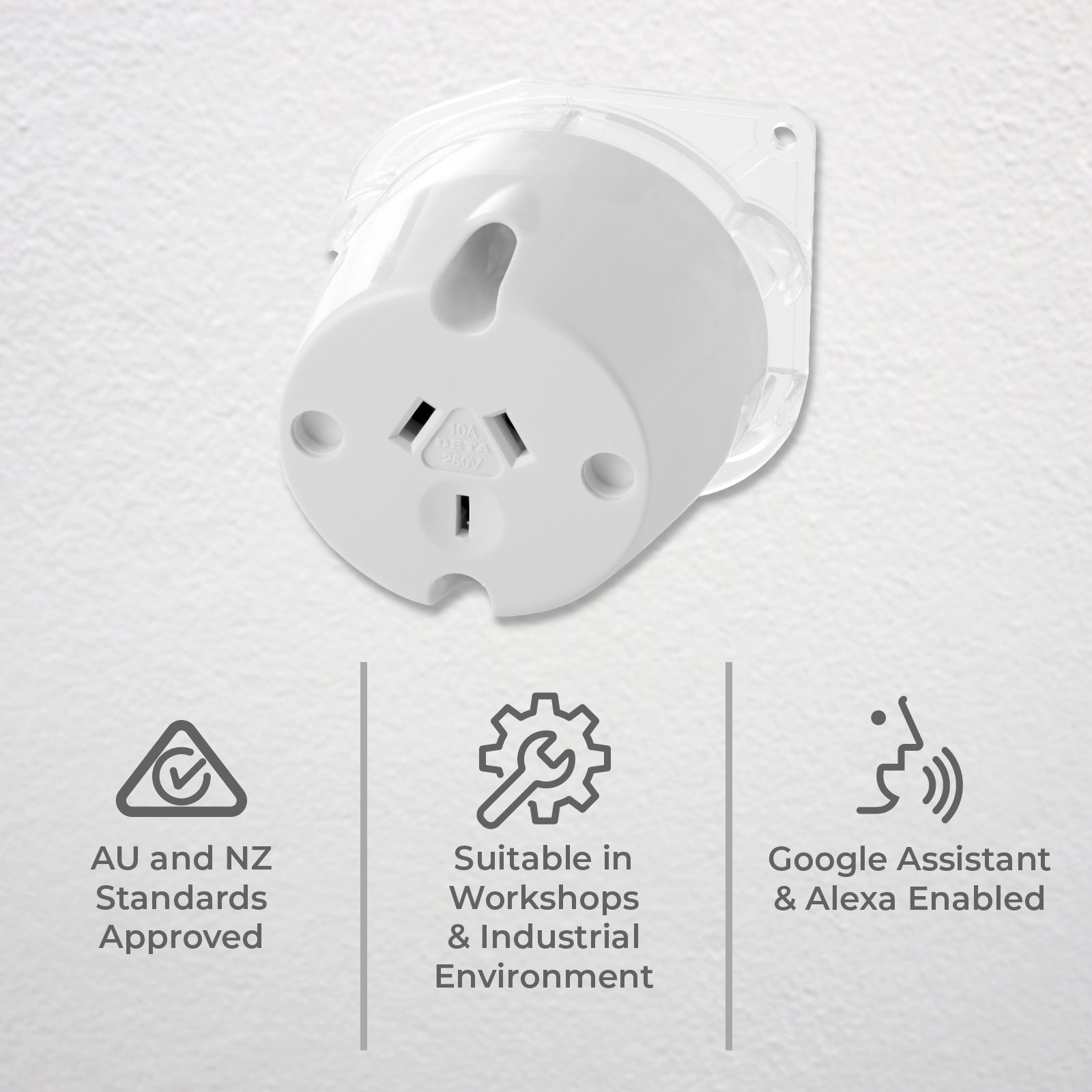 DETA Grid Connect Smart Plug Base – smart power point, Wi-Fi plug, Grid Connect, voice control, Google Assistant, Alexa, Bunnings