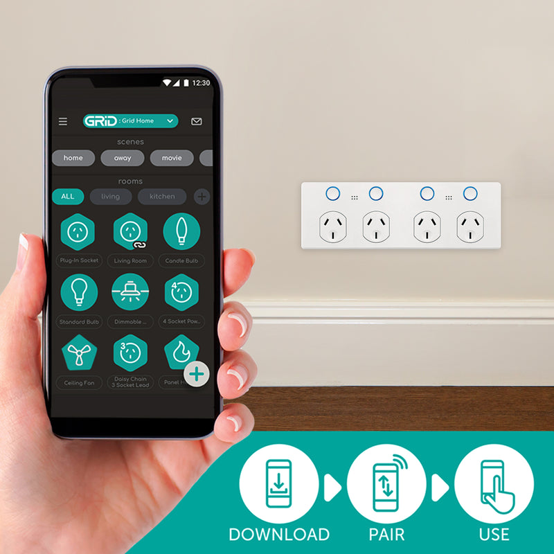 DETA White Grid Connect Smart Quad Touch PowerPoint
