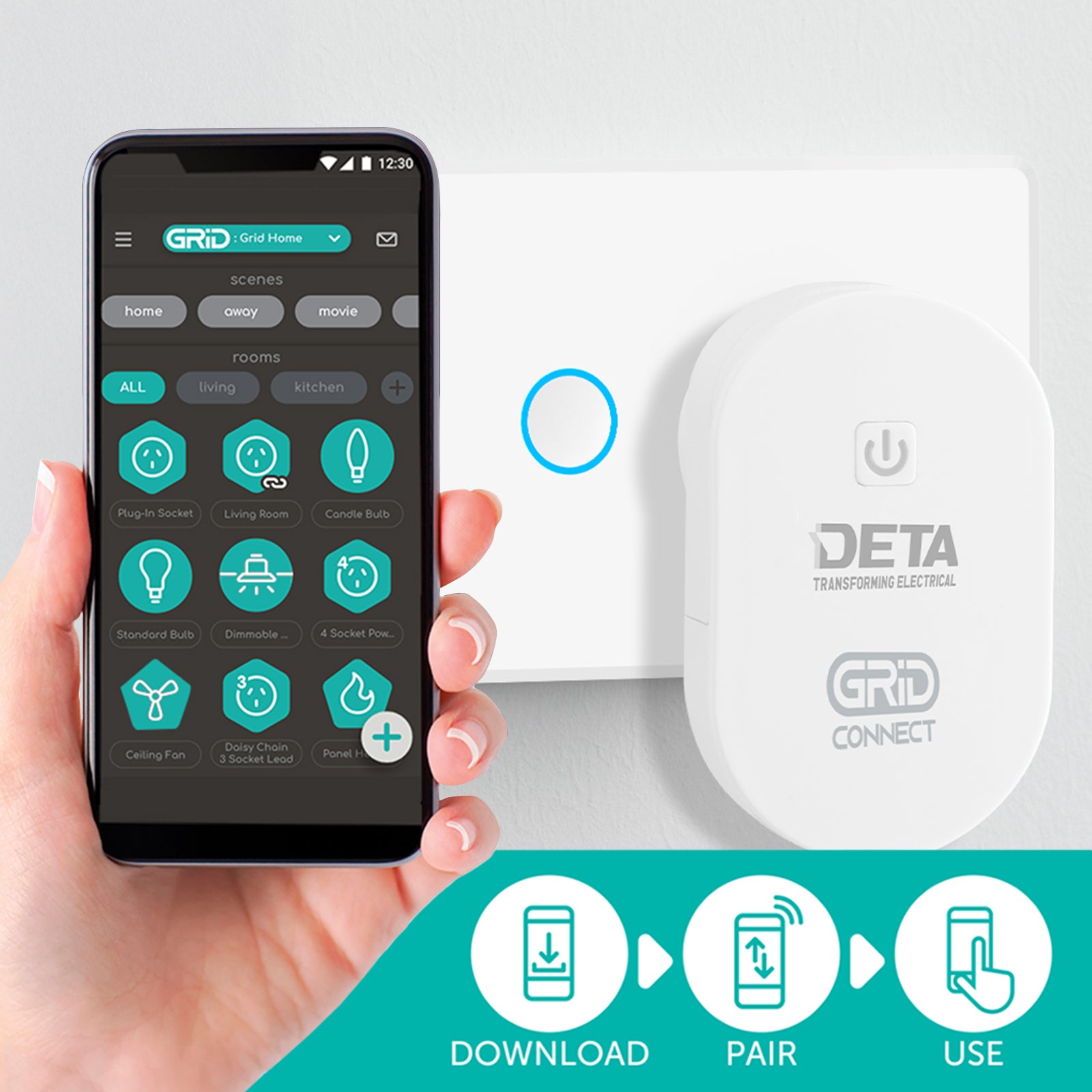 DETA Grid Connect Smart Rewireable Plug Wi-Fi smart plug for appliances