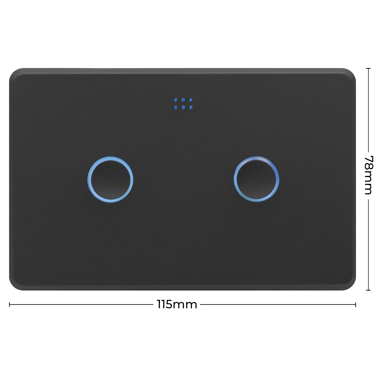 DETA Grid Connect Smart Double Gang Touch Light Switch Matte Black – Wi-Fi Remote ON/OFF with LED Indicators