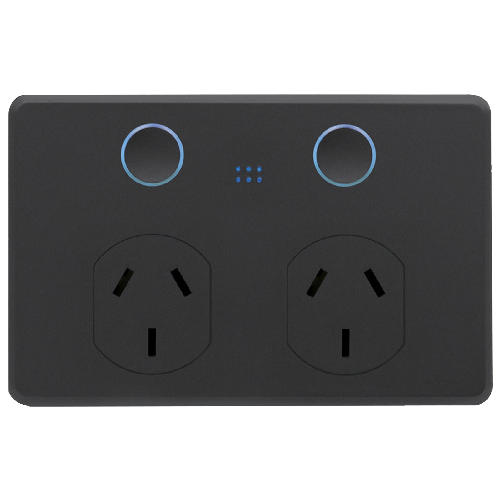 DETA Grid Connect Smart Double Touch Power Point Matte Black – Wi-Fi Enabled Smart Wall Socket