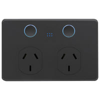 DETA Grid Connect Smart Double Touch Power Point Matte Black – Wi-Fi Enabled Smart Wall Socket