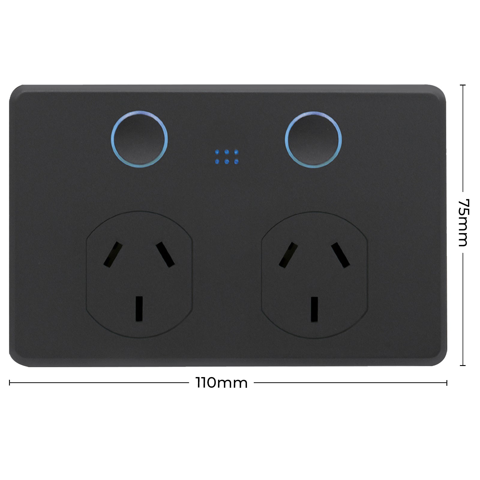 DETA Grid Connect Smart Double Touch Power Point Matte Black – Wi-Fi Enabled Smart Wall Socket