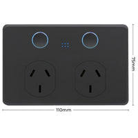 DETA Grid Connect Smart Double Touch Power Point Matte Black – Wi-Fi Enabled Smart Wall Socket