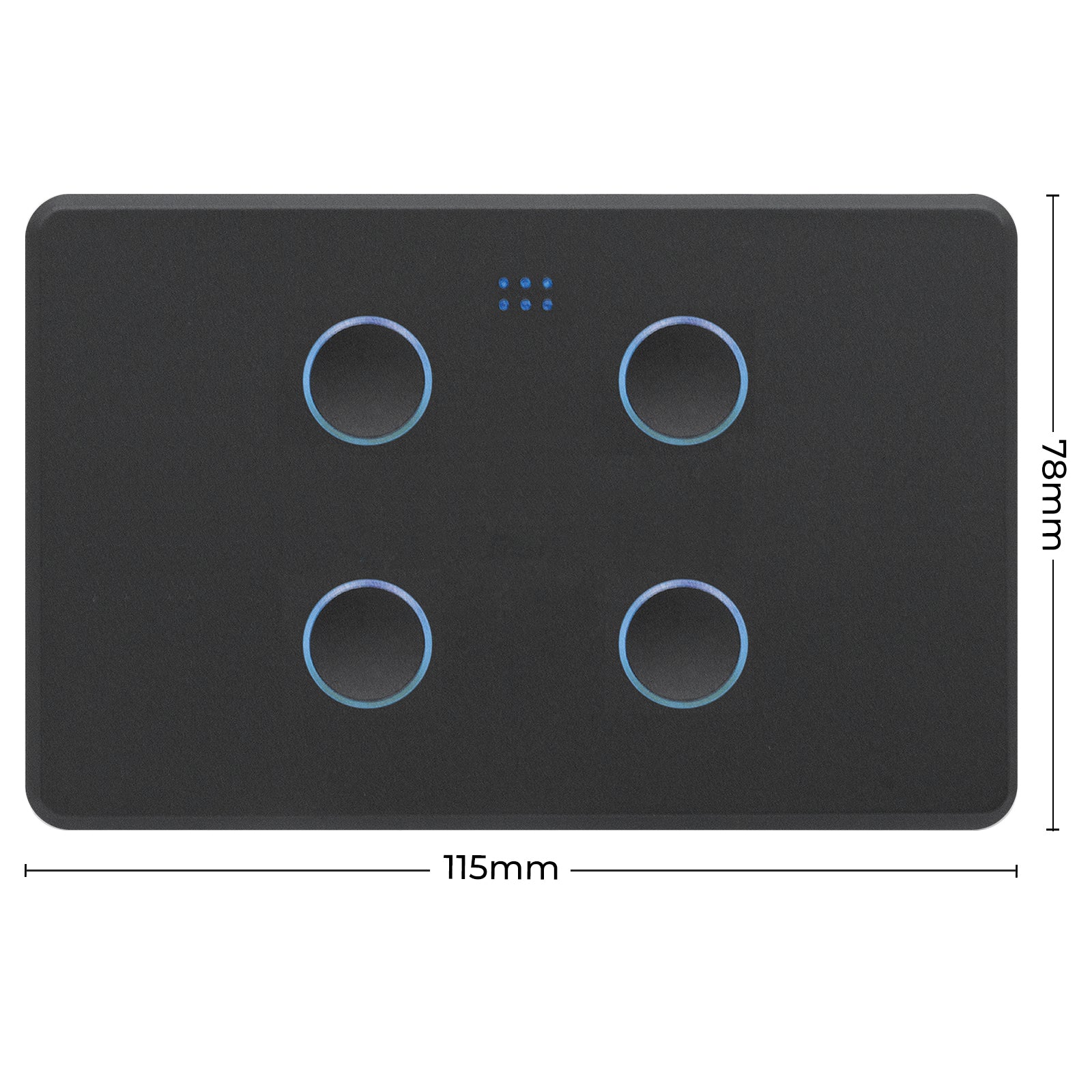 DETA Grid Connect Smart Quad Gang Touch Switch Matte Black – Wi-Fi Smart Light Switch with LED Indicators