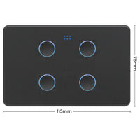 DETA Grid Connect Smart Quad Gang Touch Switch Matte Black – Wi-Fi Smart Light Switch with LED Indicators