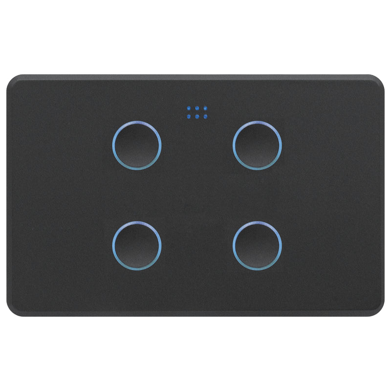DETA Grid Connect Smart Quad Gang Touch Switch Matte Black – Wi-Fi Smart Light Switch with LED Indicators