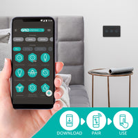 DETA Grid Connect Smart Matt Black Fan Speed Controller with Extra Light Switch – Wi-Fi Touch & LED Indicator