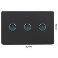 DETA Grid Connect Smart Matt Black Fan Speed Controller with Extra Light Switch – Wi-Fi Touch & LED Indicator