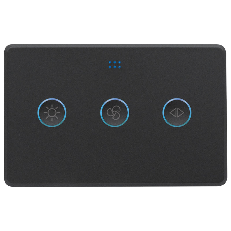 DETA Grid Connect Smart Matt Black Fan Speed Controller with Extra Light Switch – Wi-Fi Touch & LED Indicator