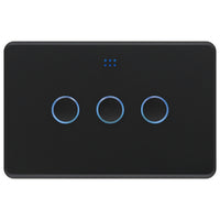 DETA Grid Connect Smart Triple Gang Touch Switch Matte Black – Wi-Fi Smart Light Switch with LED Indicators