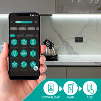DETA Grid Connect Smart Triple Gang Touch Switch Matte Black – Wi-Fi Smart Light Switch with LED Indicators