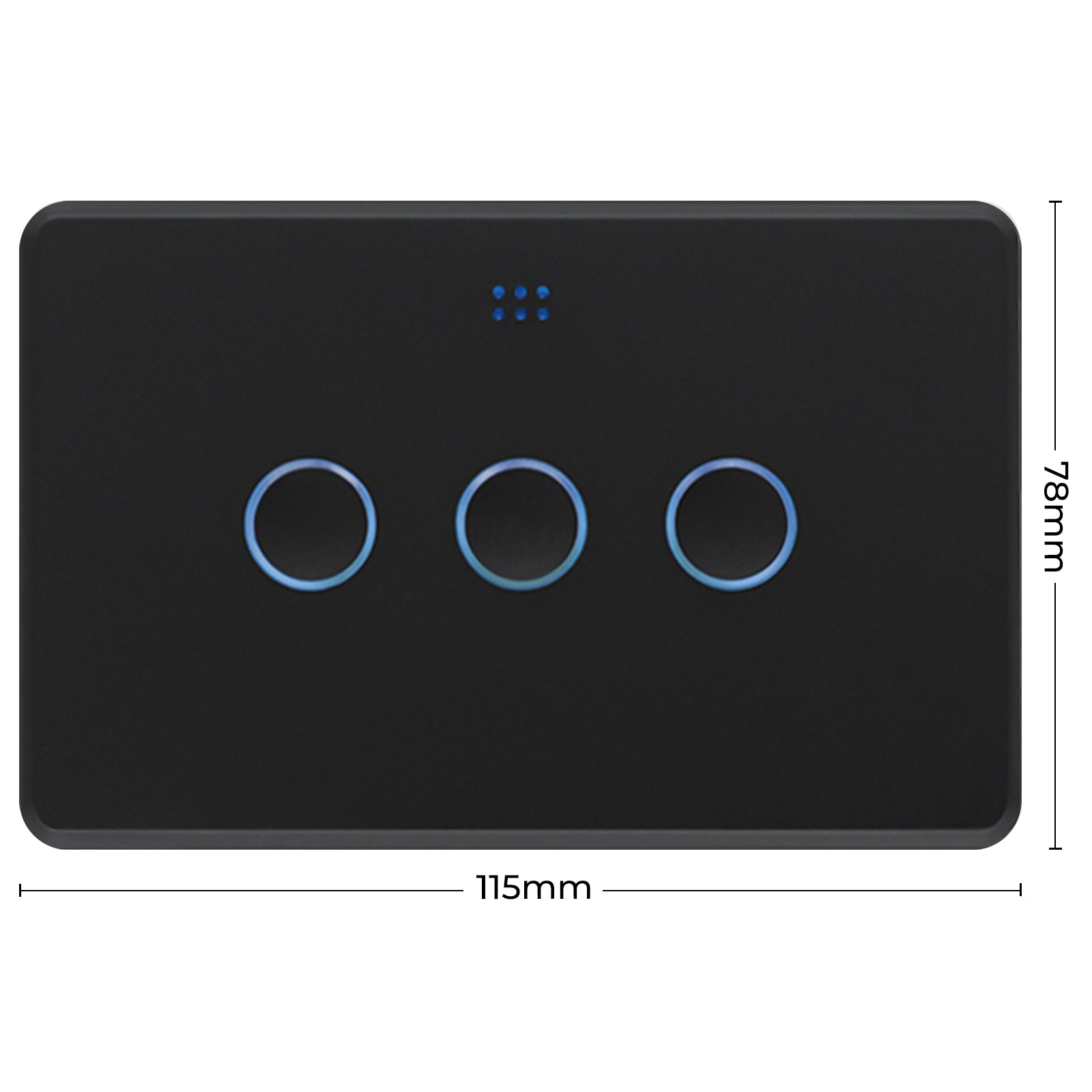 DETA Grid Connect Smart Triple Gang Touch Switch Matte Black – Wi-Fi Smart Light Switch with LED Indicators
