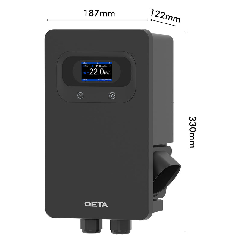 DETA 7/22kW Dual Phase Wall Mount EV Charger With 5m Cable