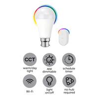Arlec Grid Connect Smart 9W B22 A60 RGB+CCT and Tunable White LED Globe with Remote