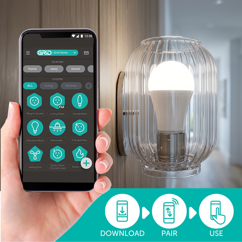 Arlec Grid Connect Smart 9W E27 A60 RGB+CCT and Tunable White LED Globe with Remote