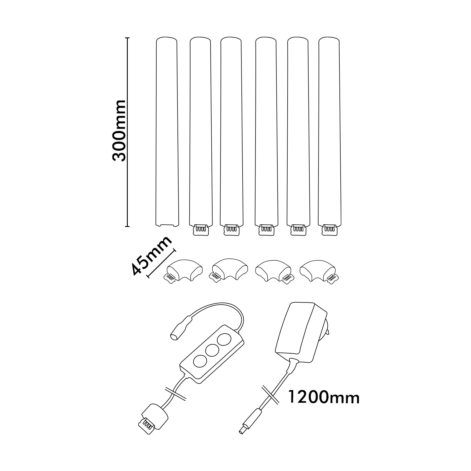 Arlec Grid Connect Smart 6 Piece Connectable LED Bar Light Set