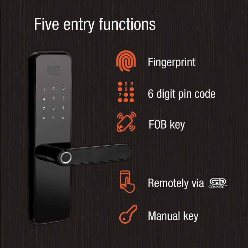 Lemaar Black Rectangle Latch Smart Lock