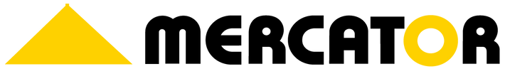 Mercator logo with a yellow triangle and black text