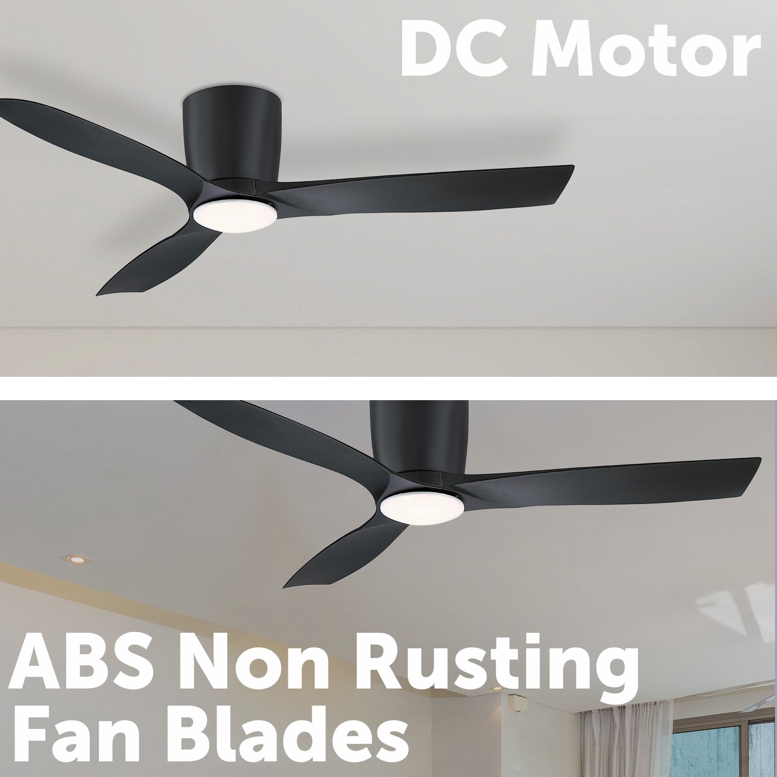 Mercator 132cm Black 3 Blade Smart LED Ceiling Fan Wi-Fi home cooling Smart with Grid Connect