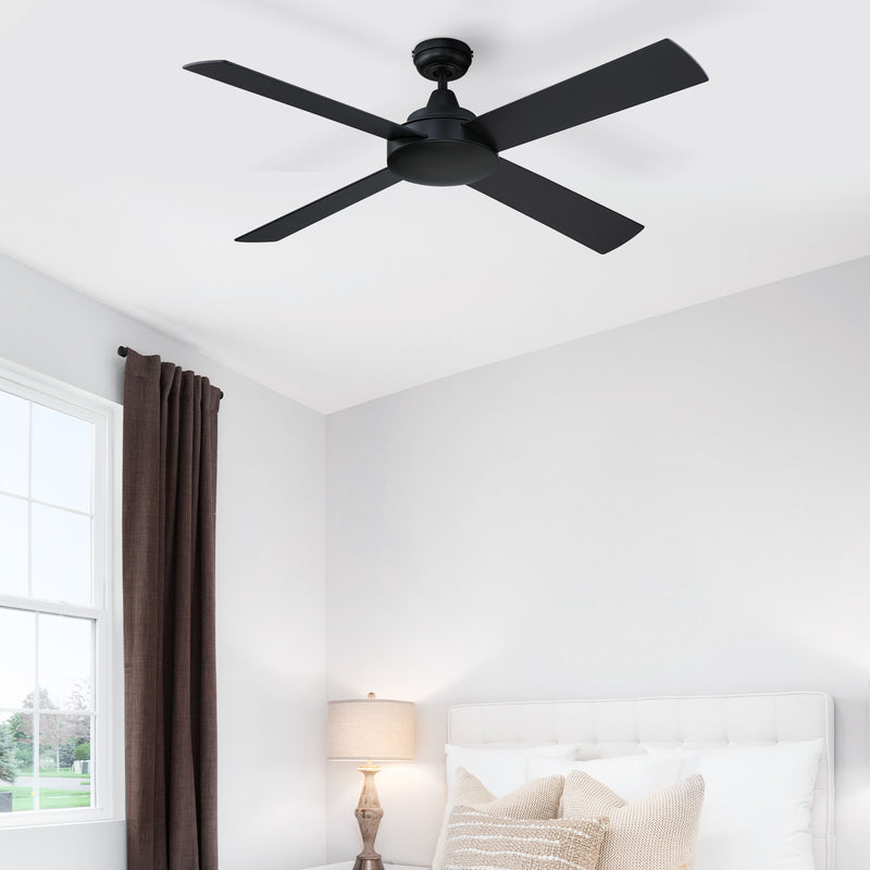Mercator 132cm Black 4 Blade Smart Ceiling Fan Wi-Fi control Smart with Grid Connect