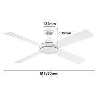 Mercator Grange 132 cm Smart Ceiling Fan – Grid Connect Wi-Fi, DC Motor, 4 Plywood Blades, Remote Control