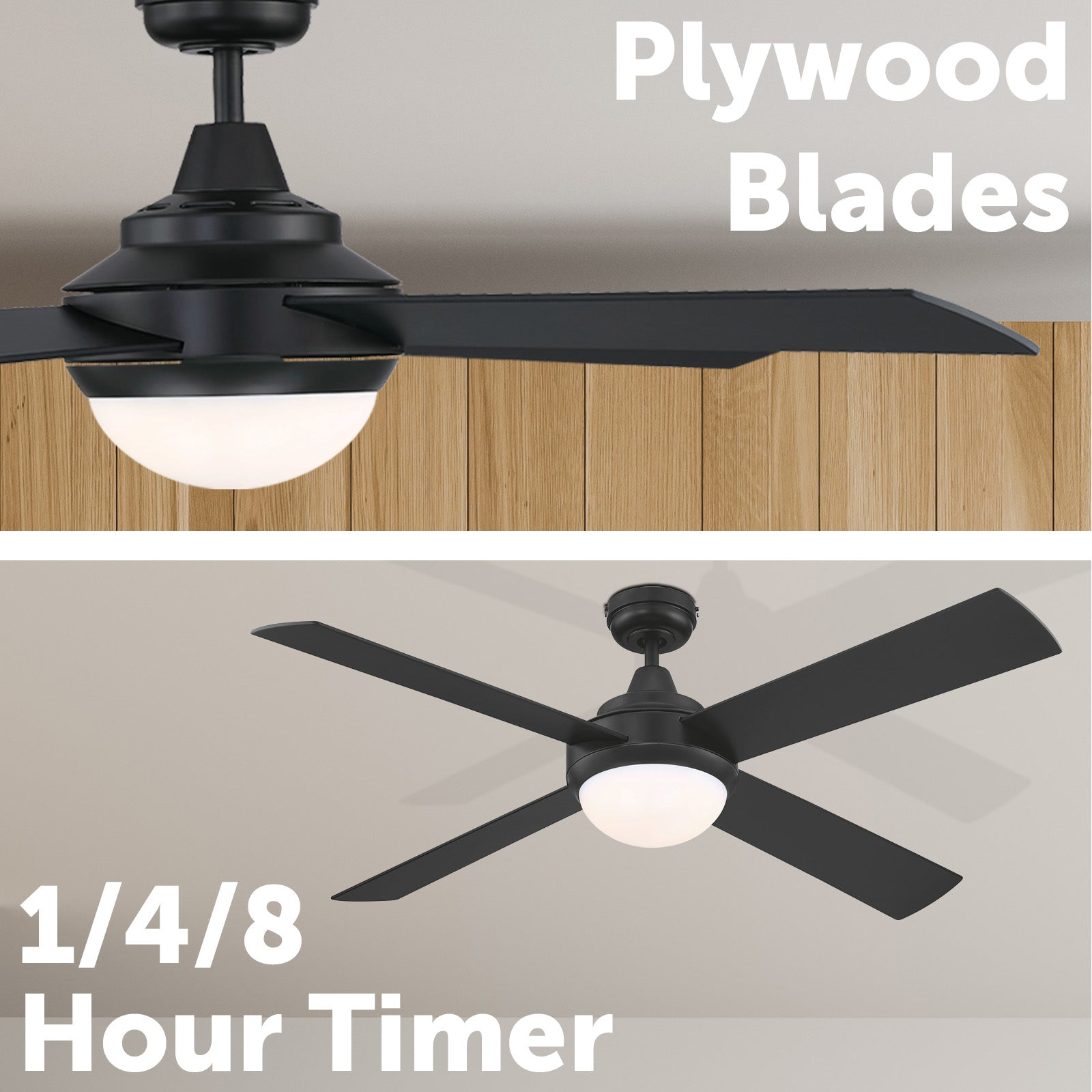 Mercator 132cm Black 4 Blade Smart Ceiling Fan with LED Wi-Fi Smart with Grid Connect 