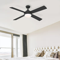 Mercator 132cm Black 4 Blade Smart Ceiling Fan with LED Wi-Fi Smart with Grid Connect 