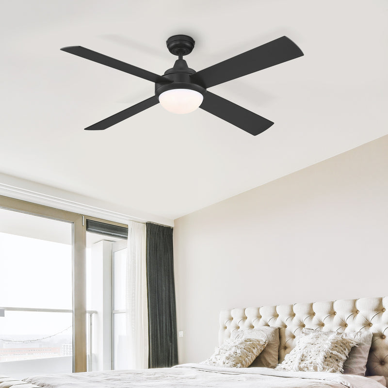 Mercator 132cm Black 4 Blade Smart Ceiling Fan with LED Wi-Fi Smart with Grid Connect 