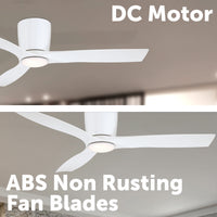 Mercator 132cm White 3 Blade Smart Ceiling Fan with LED Wi-Fi Smart with Grid Connect